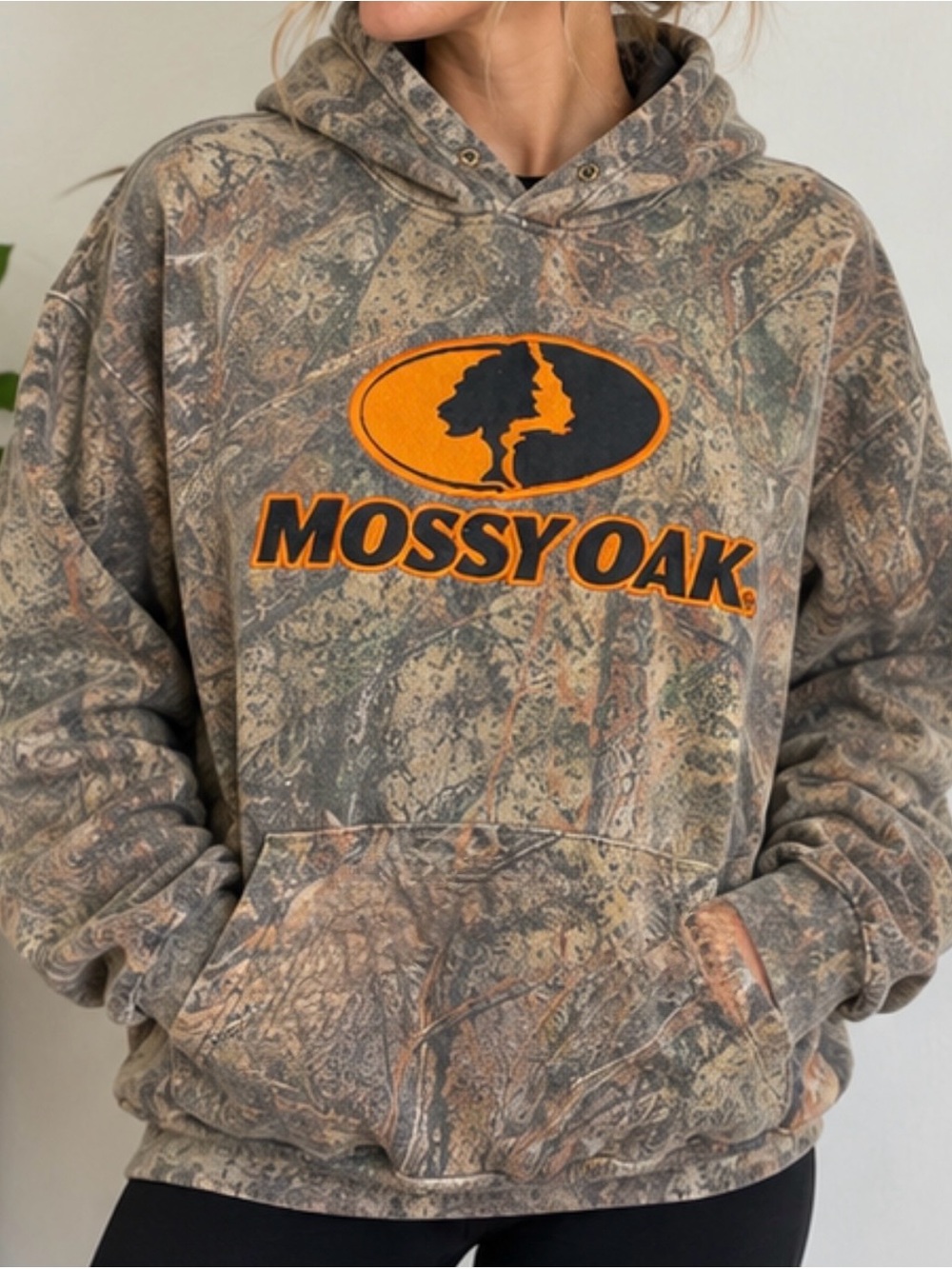 Mossy Oak Brush Camo Hoodie with Embroidered Logo